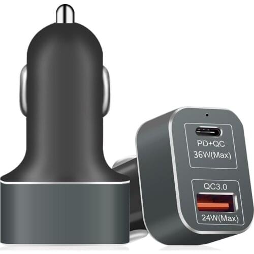 USB-C Charger 60W PD+QC3.0 Fast Car Charger For iPhone 12 Pro Max 12 Mini 11 Pro XS MAX 8+ Macbook SAMSUNG S20 Ultra S9+ Note 10