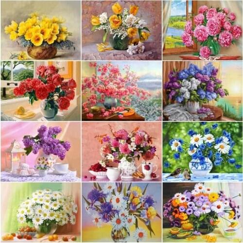 GATYZTORY 40x50cm Pictures By Number flowers Home Decor Painting By Numbers Drawing On Canvas HandPainted Art Gift