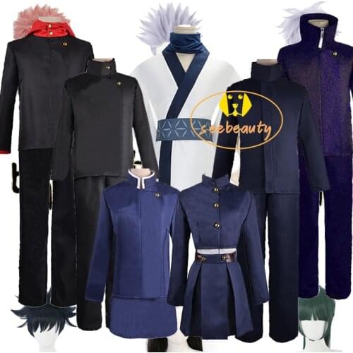 2021 Hot Anime Jujutsu Kaisen Cosplay Costume Gojo Satoru Suit Yuji Itadori Wig Megumi Fushiguro Uniform Nobara Kugisaki Outfit