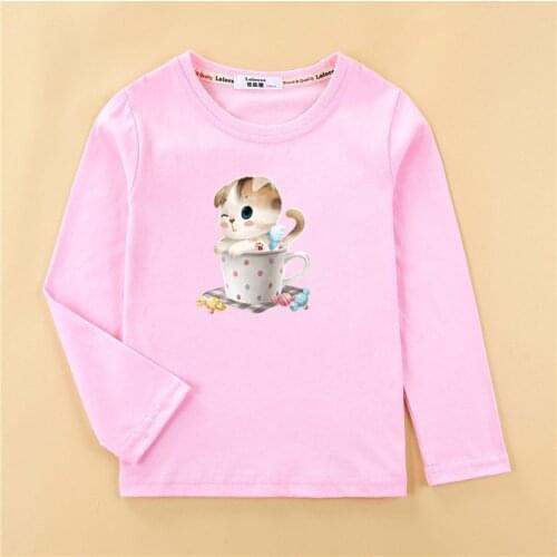 Lolocee long sleeve kids clothes cute little tiger tees baby girls cotton t-shirt summer cartoon print tops boys shirt 3-14T