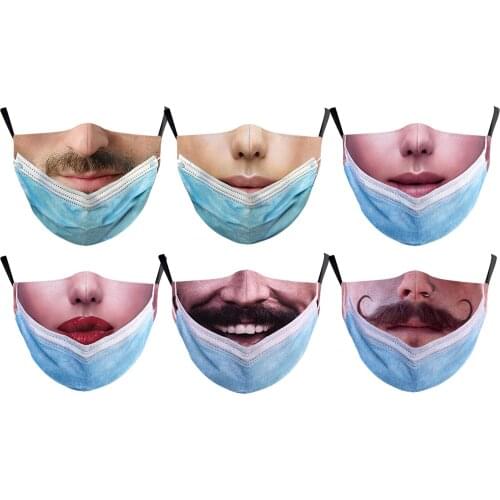 Funny Expression Mask For Face Adult Fashion Face Mask Prank Women Man Print Masks Face Masks Reusable Halloween Cosplay Masque