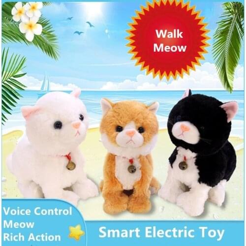 Cute Electric Plush Toy Cat Electric Toy Robot Pet Can Walking Play Effect High Simulation Cat Touch Sensor Kid Girl Gifts Play