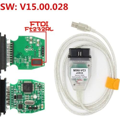 MINI VCI J2534 V15.00.028 FT232RL / FT232RQ Chip For TOYOTA OBDII Diagnostic Cable and Connector Mini-VCI Interface