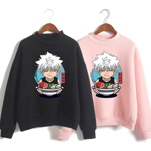 New Fashion Killua Zoldyck Sweatshirt Eats Ramen Noodles Hunter X Hunter Hoodie Anime Sweatshirt Pullover Tops Streetwear Hoody