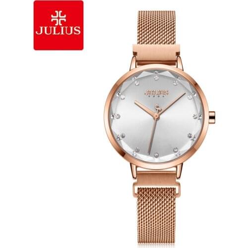 JULIUS 2019 New Creative Design Magnet Stainless Steel Mesh Band Womens Watch Japan Miyota Movt Fashion Quartz Watch JA-1143