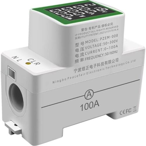 2021 New Din Rail Wattmeter Voltmeter Ammeter Power Meter AC50-300V Volt Amp Power Factor