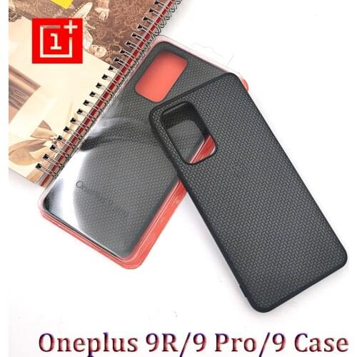 New Official Oneplus 9R 9 Pro Carbon Fiber Sandstone Case Anti-Fall Full Protect Back Cover One Plus 9 9R Luxury Shell With Box