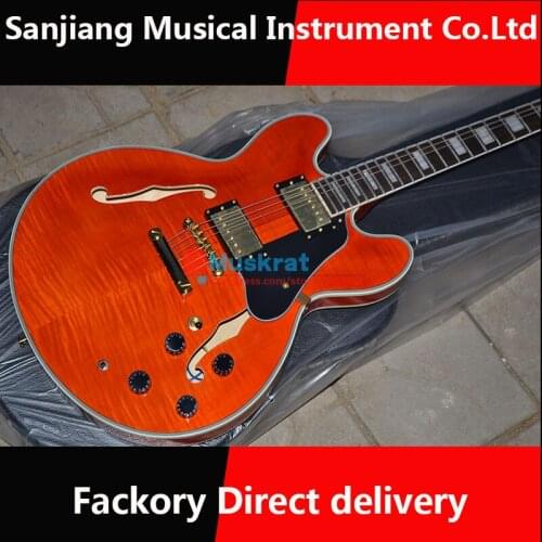 Wholesale custom shop, high quality electric guitar, Red 335 Jazz electric guitar.6 strings Flame maple top, free shipping