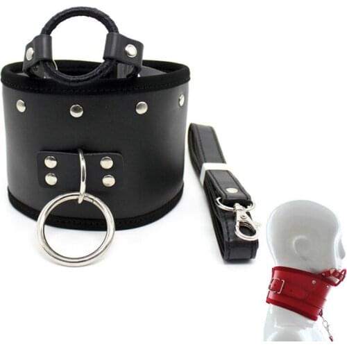 SM Open Mouth Gag Oral Sex Ring Bondage PU Leather Collar Slave Adult Game Sexy Collar Ring With Dray Chain Sex Toys For Couples