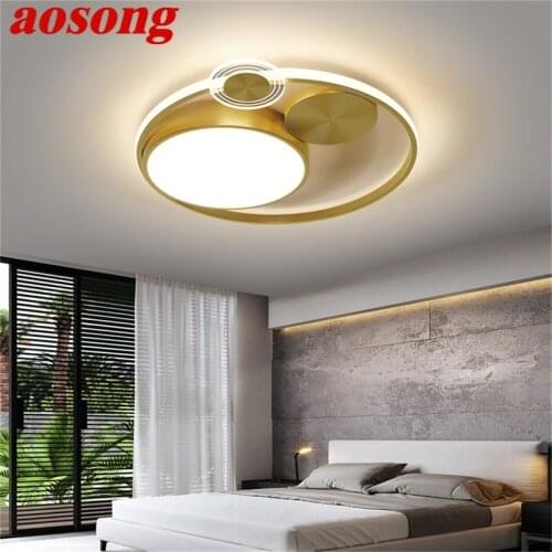 AOSONG Nordic Ceiling Light Modern Simple Gold Lamp Fixtures LED Home For Living Dining Room