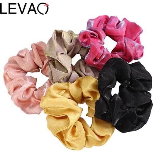 LEVAO 5pcs Satin Elastic Hair Circle Rubber Band Women Scrunchies Headband Hairband Girl Female Hair Tie Hair Accessories Ladies