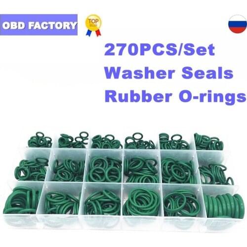 270PCS Washer Seals Rubber O-rings O Ring Washer Seals O-ring Assortment Green O-Ring Seals Set Nitrile Washers For Car Gasket