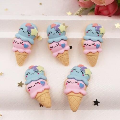 Hand Painted Resin Mix Kawaii Colorful Ice Cream Flatback Cabochon Stone 7PCS Scrapbook DIY Decor Home Figurine Crafts