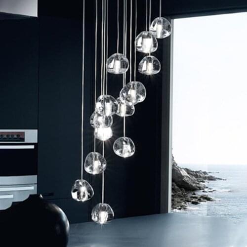 Modern loft chandelier lighting lustre cristal balls kitchen villa living room hanging lamp staircase long crystal chandeliers