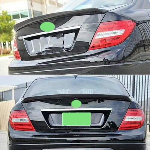 Use For Benz C Class W204 Spoiler 2008--2014 Year Sedan AMG Glossy Real Carbon Fiber Rear Wing V Style Accessories Body Kit