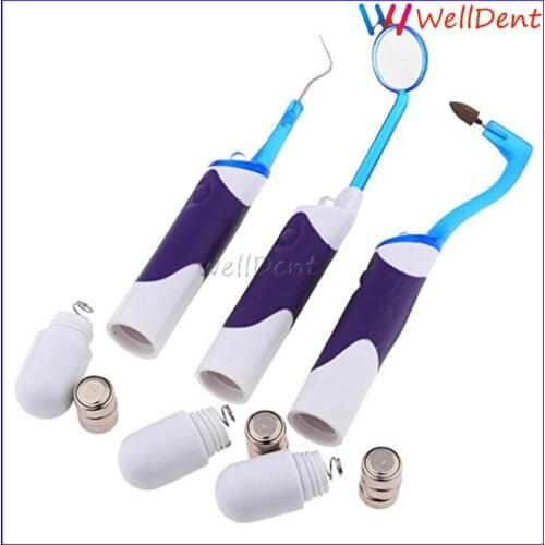 Dental LED Oral clean Tooth Care Dental Hygeine Cleaning Tool Kits- Mirror + Plaque Remove + Tooth Stain Eraser 3 Pcs Set