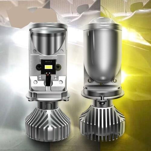 2PCS Tri-3-Color Changing H4 Mini LED Lens For Auto LED Lamps H4/9003/HB2 Projector 3000K 4300K 6000K Ice Lenses Headlight Bulbs