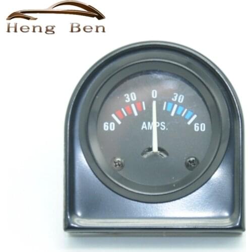 HB Universal Car 2" 52mm Black Analog Ammeter AMPS Meter Gauge 60A White LED Light