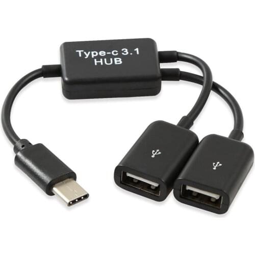 USB 3.1 Type-C V8 OTG Hub 2 Ports Charging Data Transmission Adapter Cable For Computer TV Smart Phone