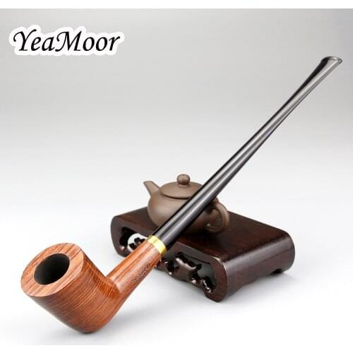 Vintage Straight Smoking Pipe 3mm Filter Rosewood Tobacco Pipe 26cm Long Handmade Smoke Pipe Wooden Pipe 10 tools free