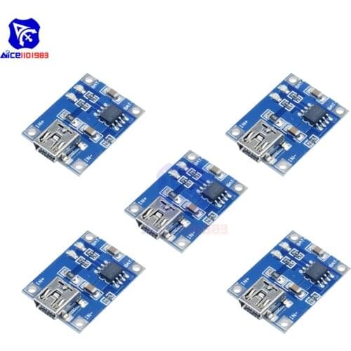 Diymore 5PCS/Lot TC4056A Battery Charger Board Mini USB 5V 1A 18650 Lithium Battery Charger Module with LED Indicator 4.5 -5.5V