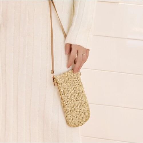 Ladies Creative PP Mini Messenger Bag Summer Girl Casual Style Woven Messenger Coin Purse Suitable For Vacation Travel Beach