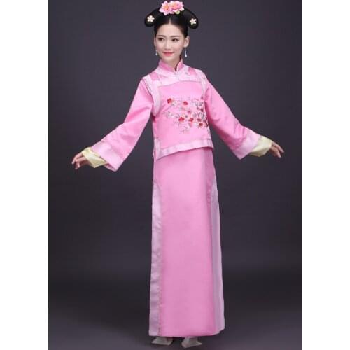 Chinese Folk Dance Costume for Stage Women Traditional Qing Dynasty Costume Female Chinese Ancient Qipao Dress Dramaturgic 89