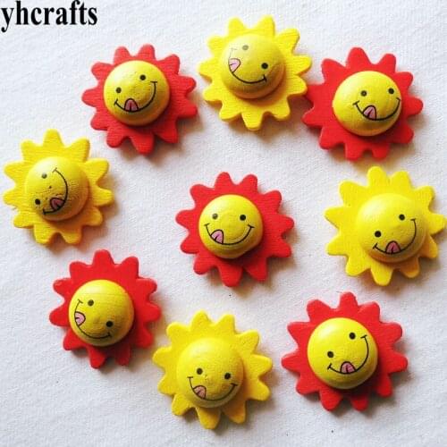 10PCS/LOT,3D smile face flower wood stickers Fridge sticker Kids room 3D wall stickers Spring Easter crafts Activity items OEM