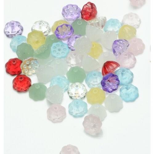 20pcs/lot Lotus Shape Lampwork Glass Beads Multi Color Czech Glass Beads for Jewelry Making Handmade Diy Earrings Accessories