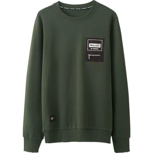 2020 Autumn Cotton Army Green Print Crewneck Sweatshirt Men Fashion Vintage Trendy Streetwear For Male Wear Designer Clothes 314