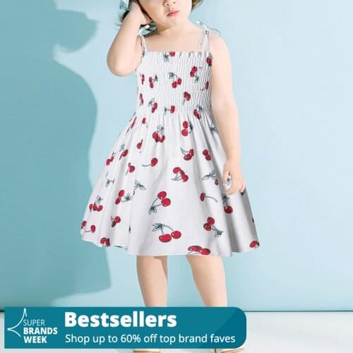 25# Children Dresses Girls Fruit Animal Slip Dress Cherries Print Baby Shooting Floral Beach Summer Dress Платье Для Девочки