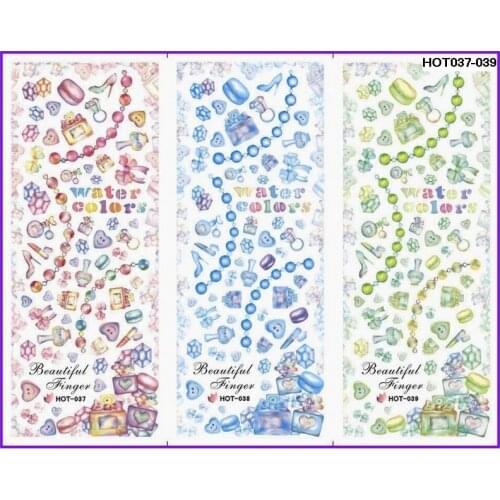 3PCS/LOT HOT SERIAL MOSAIC POETIC NAIL TATTOOS STICKER 3 DESIGNS IN 1 WATER DECAL NAIL ART HOT037-054