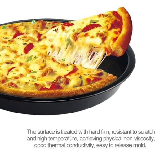 6-10IN Multi-Function DIY Home Bakery Tools Circle Carbon Steel Non-Stick Coating Iron Pizza Baking Tray Cake Cookie Ovenware