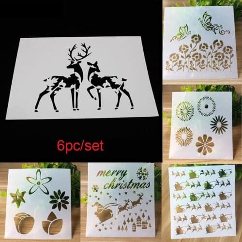 6pc Deer Stencil Bullet Journal Painting Template Plastic For Scrapbooking Stamp Embossing Drawing Decor Office School Supplies
