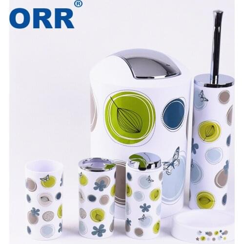 Free shipping 6pcs Bathroom set accessories toilet brush soap dish washing tumbler toothbrush cup dustbin soap dispenser ORR