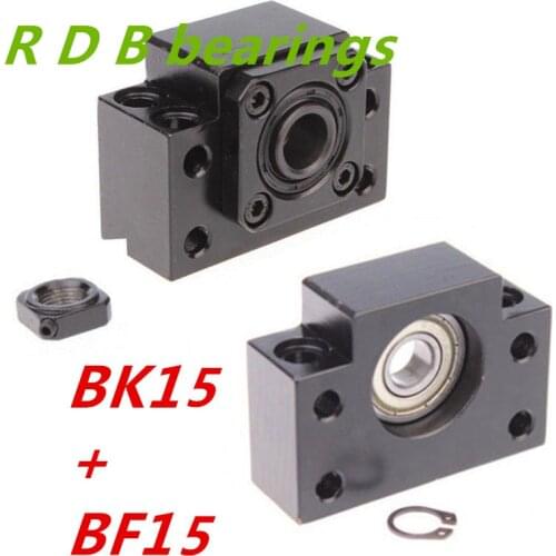 Free shipping BK15 BF15 Set : one pc of BK15 and one pc BF15 for SFU2005 SFU2010 Ball Screw End Support CNC parts XYZ
