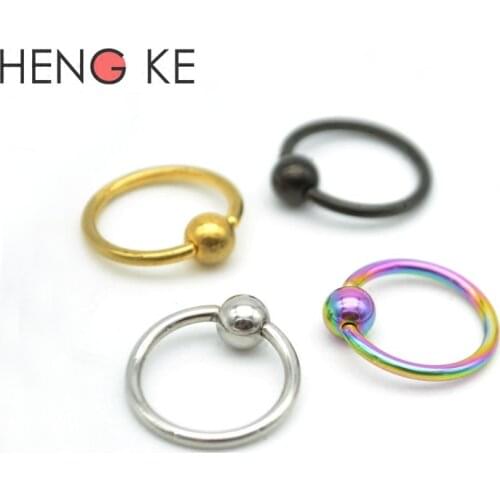4mm Ball New Arrive Big BCR Titanium Steel Black Gold Ball Close Ring Body Jewelry for Women Girl 50PCS/lot