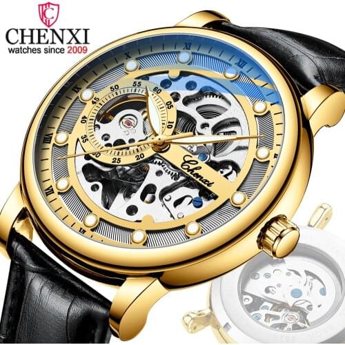 CHENXI Brand Luxury Mens Automatic Mechanical Watches Fashion Business Waterproof Watch Tourbillon Self Winding Men Wristwatch