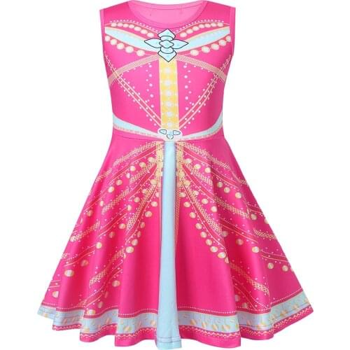 Kids Girls Fairy Tale Party Costume Princess Dress For Girls Summer Sleeveless Cartoon Jewelry Print A-line Dresses Dance Dress