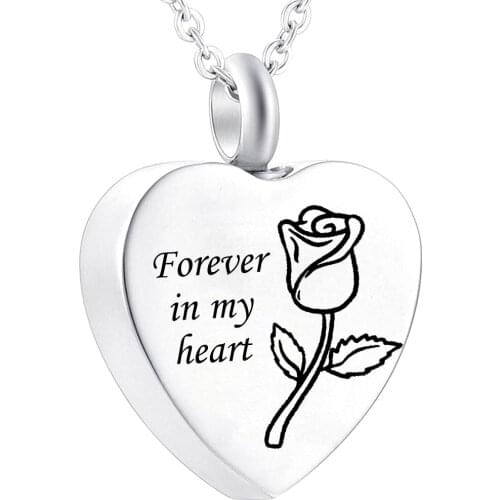 Forever in My Heart Cremation Urn Necklace for Ashes for Women Urn Jewelry Memorial Pendant with Fill Kit and Gift Velvet Bag