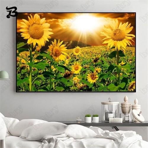 Sunflower Painting Canvas Poster Print Wall Art Picture for Living Room Garden Home Decoration Landscape Sunflower Canvas Poster