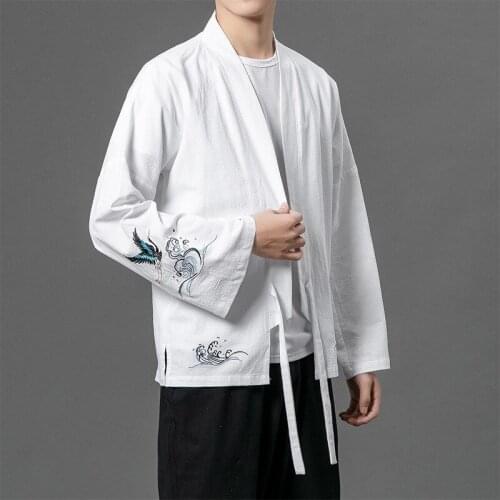Jacket Mens Large Size 2020 New Chinese Style Retro Hanfu Embroidered Fashion Street Harajuku Top Kung fu uniform Tai chi