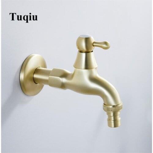 Brush gold Wall Mount Bibcock Brass Retro Tap Decorative Outdoor Garden Taps Washing Machine Mop Luxury Gold WC Faucet