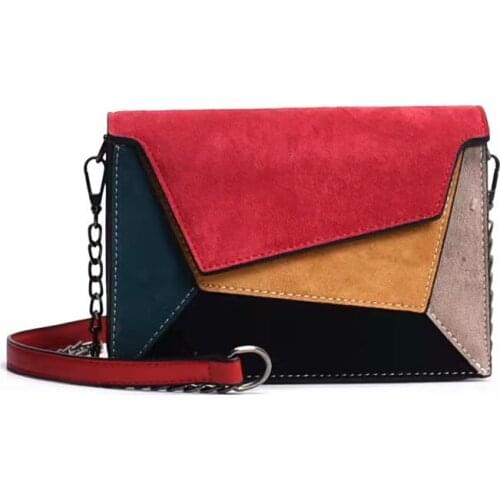 Retro Matte Patchwork Crossbody Bags for Women small Chains Strap Shoulder Bag Lady Small Flap criss-cross Bag