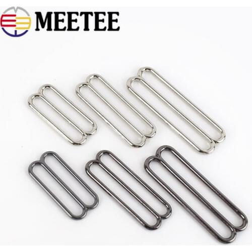 Meetee 10pcs 30/38/50mm Metal Tri-Glide Adjust Buckles Clasp Bra O Ring Sliders Strap Buckle DIY Belt Hook Garment Sew Accessory
