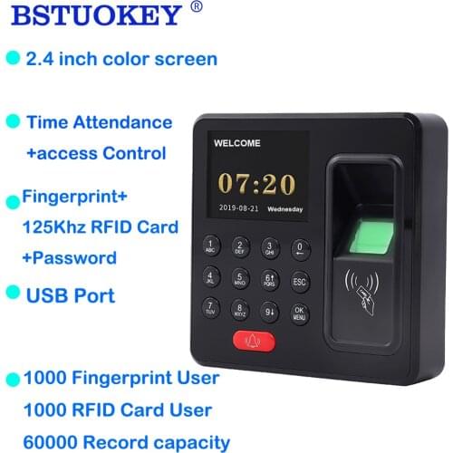 Mini Biometric Fingerprint 125Khz RFID Access Control Keypad USB Time Attendance Clock Recorder Machine 1000 User