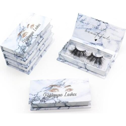 Marble Eyelash Empty Box Free Lash Tray Eyelash Boxes Wholesale with Printed Logo False Eyelashes Natural Mink Strip 3D Lashes