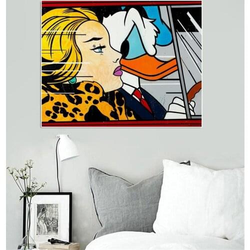 Cartoon Disney Anime Wall Art Canvas Painting Nordic Vintage Poster Print Picture Living Room Decor Donald Duck Woman In The Car