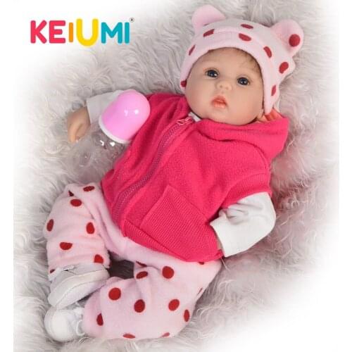 KEIUMI 42 cm Stuffed Doll Soft Silicone Reborn Baby Dolls Christmas Gifts Fashion Boneca Newborn For Kids Cloth PP Body Toys
