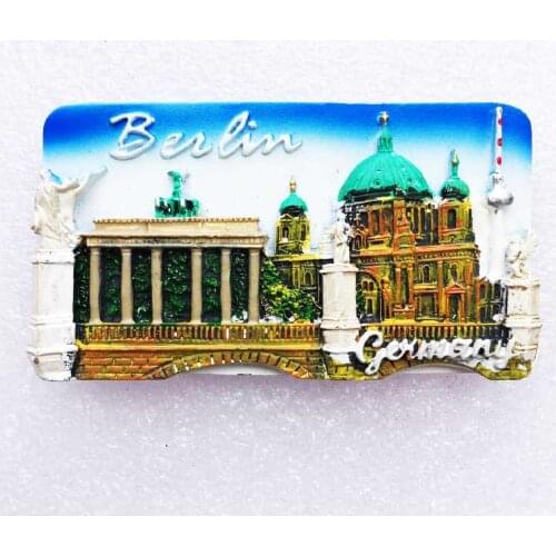 QIQIPP German tourist souvenirs 3D landscape magnetic stickers Brandenburg Gate Berlin Cathedral tourist refrigerator stickers